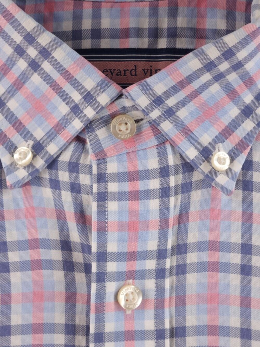 Vineyard Vines Blue and Pink Plaid Button-Down Shirt